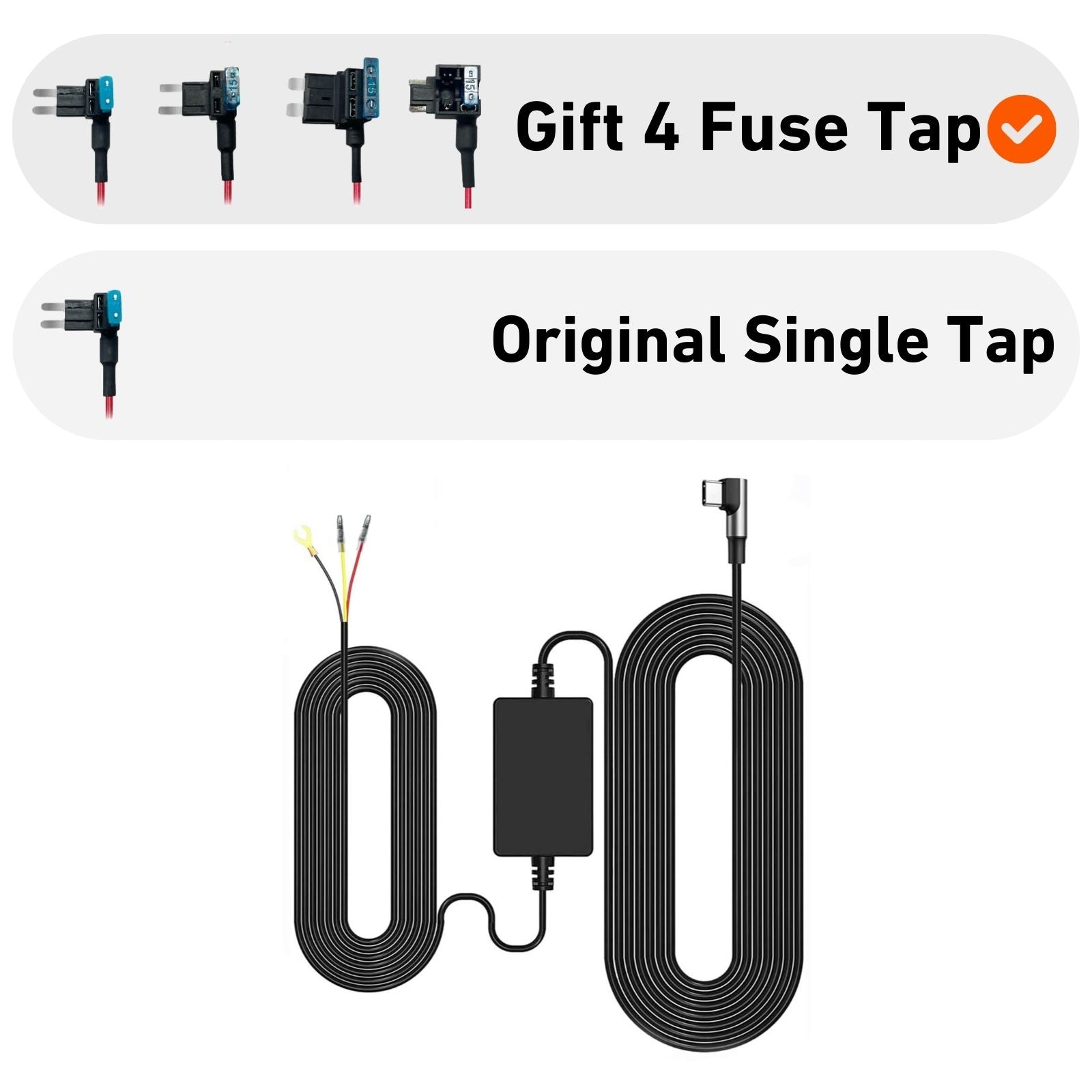 WOLFBOX Dashcam Multifunctional Hardwire Kit For G900/G850/G840S/G840H/G930/i17/i07 Parking Mode Accessory WOLFBOX Gift 4 Fuse Tap Cable-11.5ft (Easier to install)  